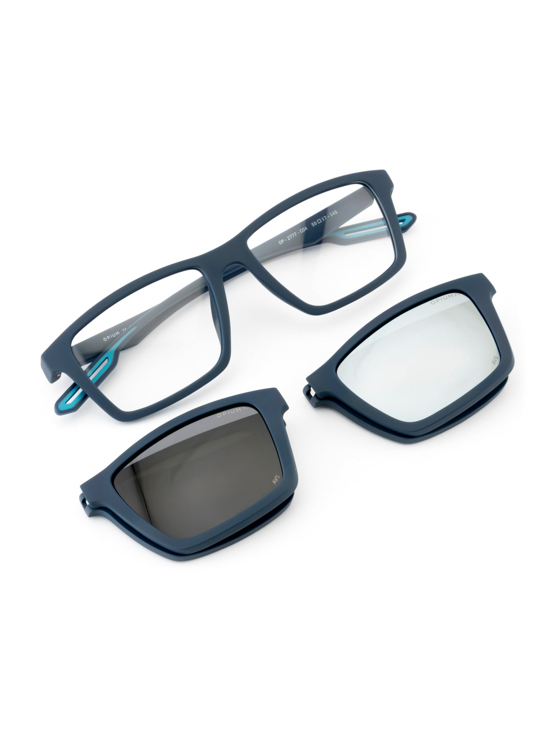 Opium Kite Men Uv Protection 3 In1 Clip On Magnetic Rectangular Sunglass